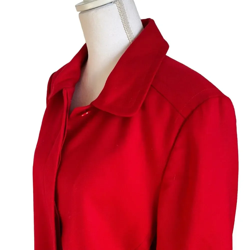 Pendleton Jacket Coat Size L Red 100% Virgin Wool Longline Classic Button Up